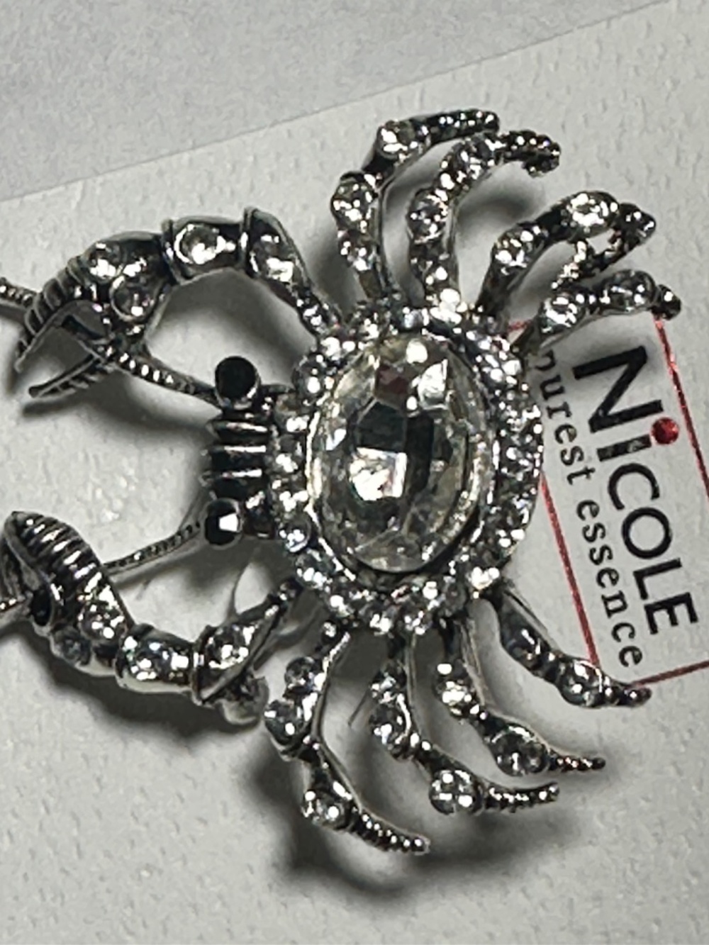 Crab Brooch Pin | Jeweled Back Statement Animal Jewelry